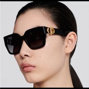 Dior Black Square Sunglasses with Gold Emblem